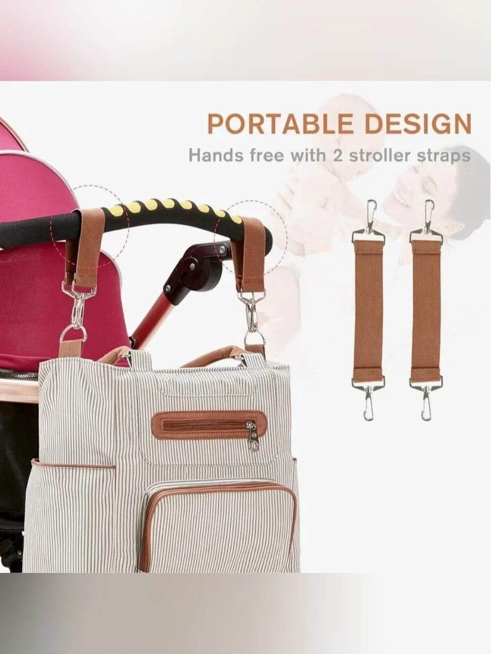 Diaper Bag With 4 Set of Travel Pouches